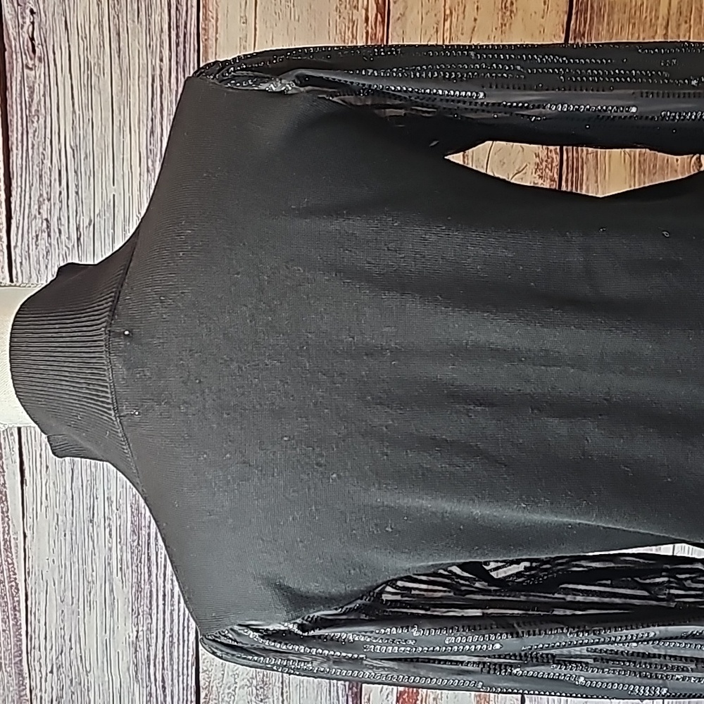 89TH + MADISON BLACK SHEER LONG SLEEVE MOCK TURTLENECK PULLOVER SWEATER - Picture 6 of 12